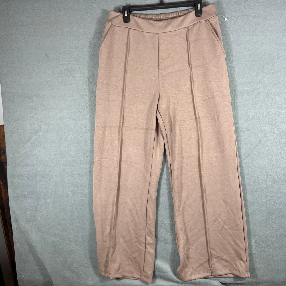 Scoop Womens Pants L (12-14) Mushroom Brown Seamed Wide Leg NWT